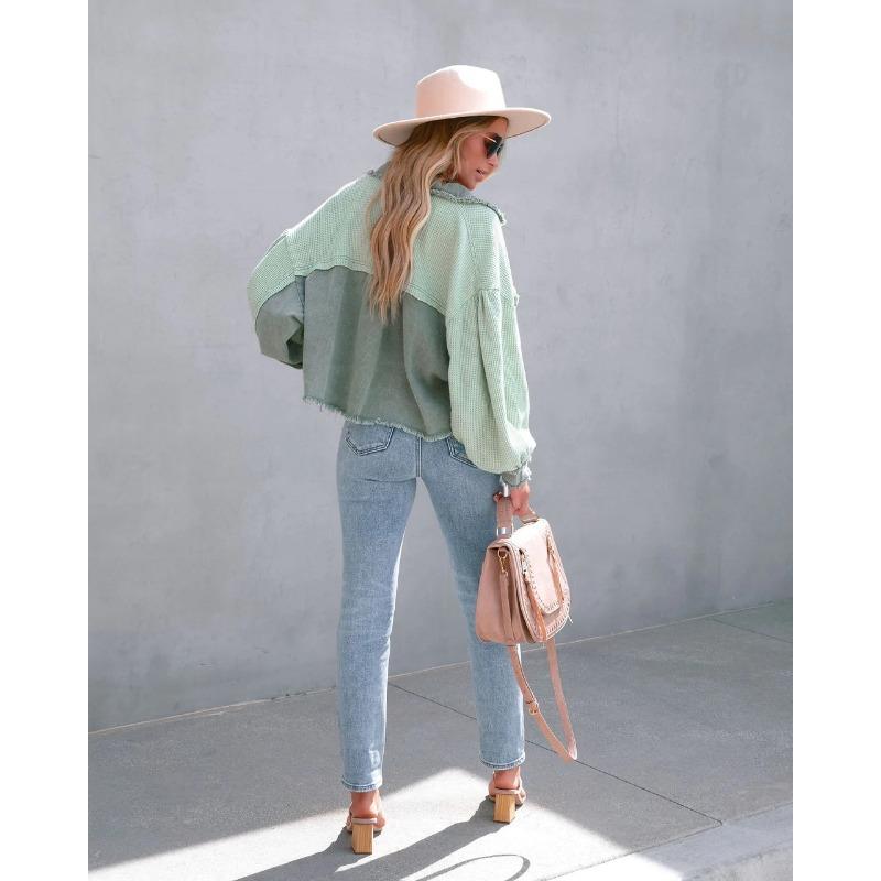 VEZFAA Dámská móda Ležérní Jednobarevný potisk Podzim Zima Dlouhý rukáv POLO Bundy a kabáty