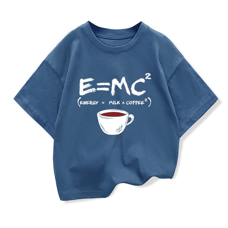 T-shirt d'été pour garçons Coton Décontracté Drôle Imprimé Énergie=Lait+Café Hommes Cool Lâche Col Rond Hauts Pour Bébés Enfants Manches Courtes T-shirts Hommes
