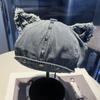 Cowboy Style Denim Beret With Studded Detail For Casual Streetwear And Outings