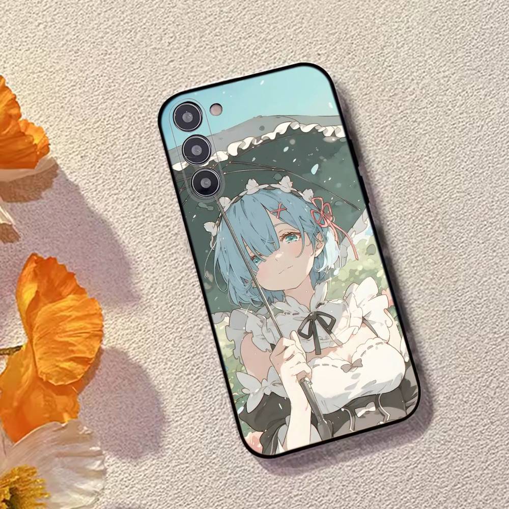 Rem Anime Girl Re Zero Phone Case For Samsung Galaxy A73,A72,A71,A70,A53,A52,A51,Others Soft Black Cover