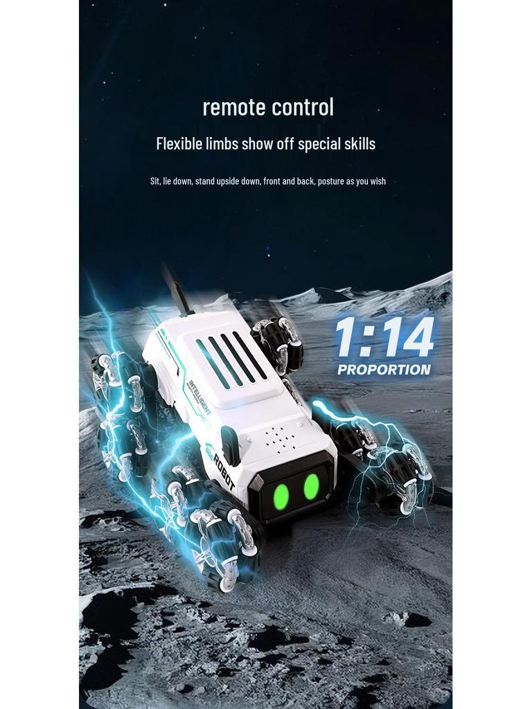 Jucărie Câine Acrobatic cu 8 Roți Transfrontalieră: Jucărie Inteligentă Electrică Deformabilă, cu Telecomandă, Pistol cu Apă, Cățărare