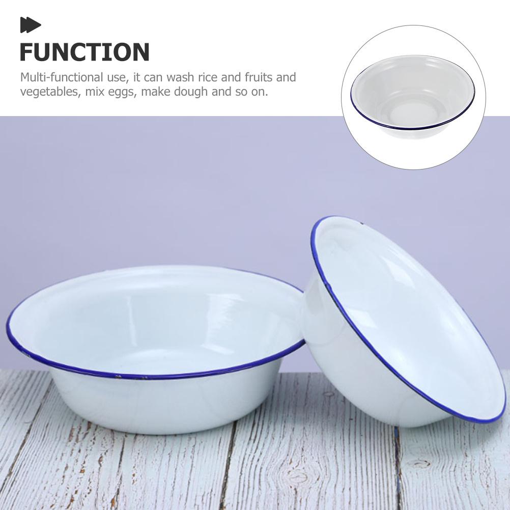 Retro Emaille Suppenschüssel Küche Mischen Vintage Emailleware Salat Haushalt Emaillebecken Deckel Schmalz Teigschüssel Dekorative Suppenschüssel