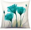 Cyan Watercolor Flower Linen Cushion Cover Upholstery Pillowcase Home Decor For Sofa Car Bedroom x x x x