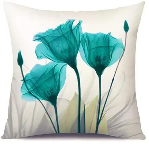 Cyan Watercolor Flower Linen Cushion Cover Upholstery Pillowcase Home Decor For Sofa Car Bedroom x x x x