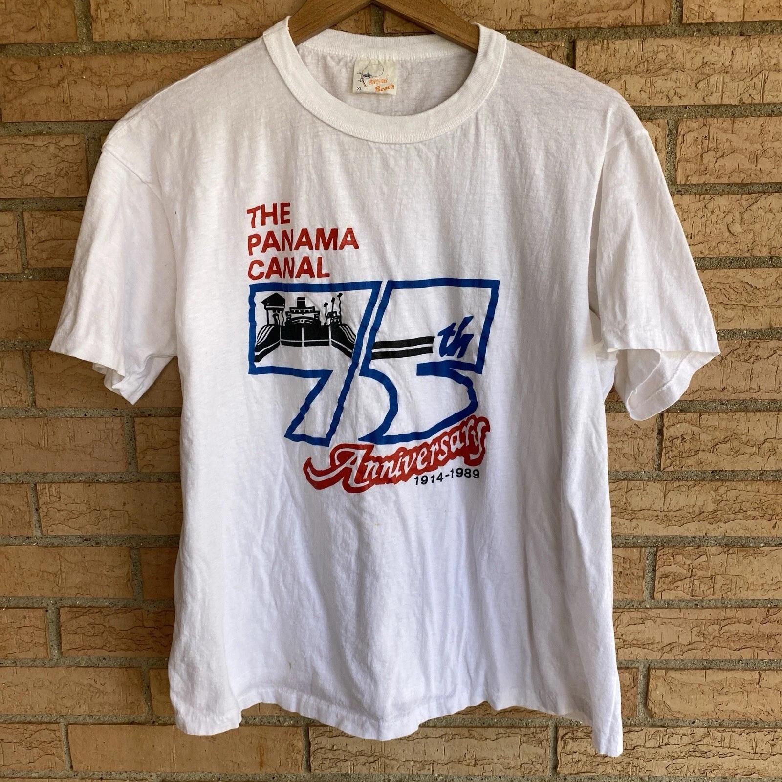 1989 75th Anniversary Panama Canal single stitch t-shirt tag XL slim short cut S