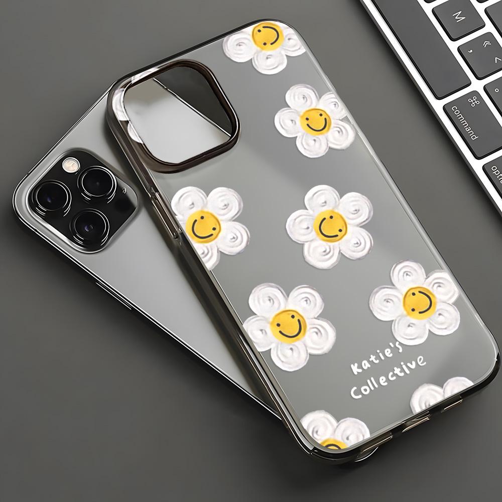 

Чехлы для мобильных телефонов iPhone 11 13 15 Pro Max 12 14 Pro Max Чехол для iPhone 16 15 Plus 13 Pro 12 Матовая текстура с рисунком в виде мультяшных цветов iPhone 13 Mini чёрный