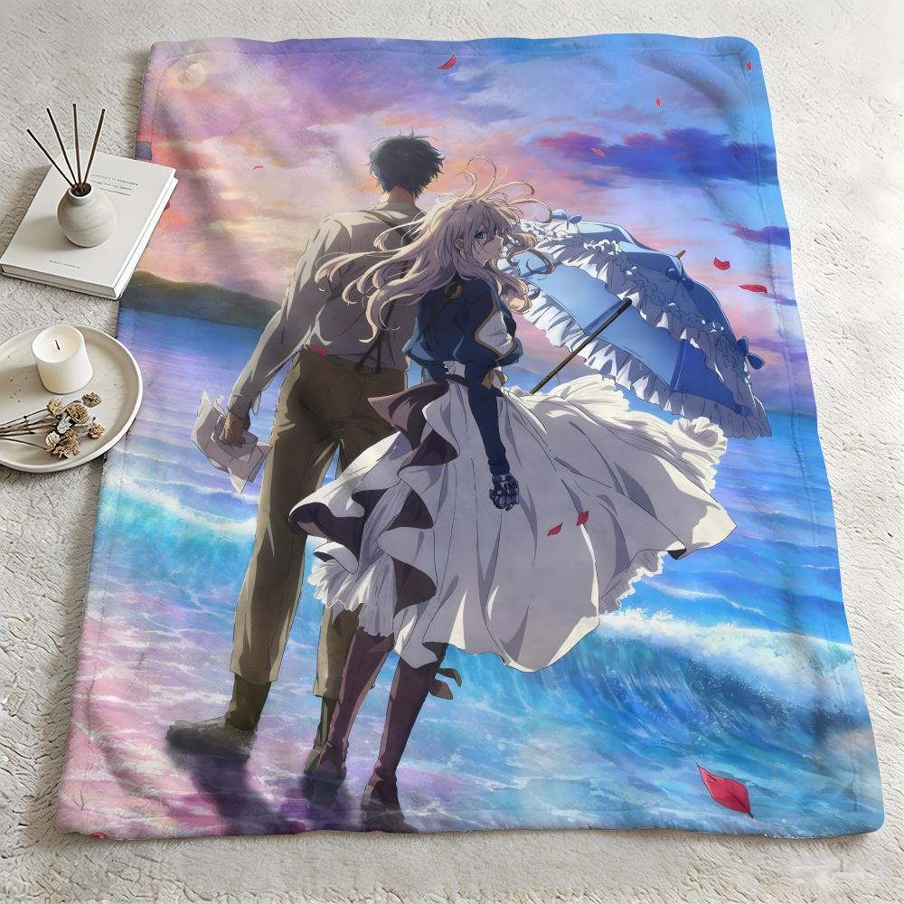 Anime VViolet Evergardenn Throw Warm Soft Flannel Blanket Multiuse for Sofa Bed Camping Travel Nap