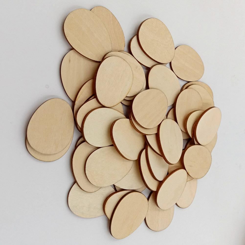 100Pcs Egg Shape Wood Crafts 30Mm Unfinished Lime Wood Pieces for DIY Decoration Craft Projects Wooden Cutouts for Signs Tags