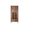 Vaisselier - Couleur: Marron - 80 cm - Verre et Acacia - 2 Portes - Design Moderne