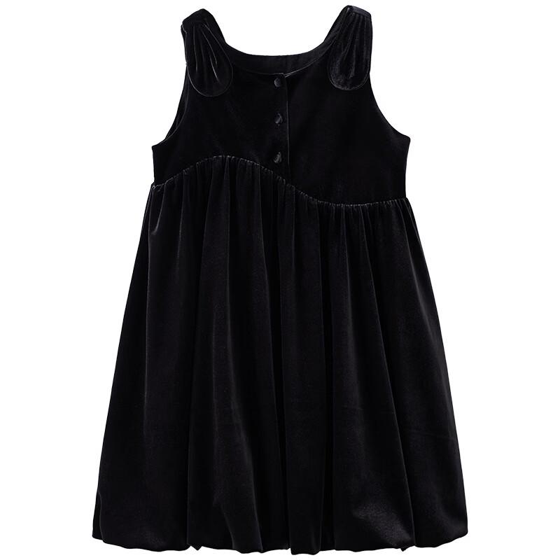 Girls' Black Velvet Princess Vest Dress