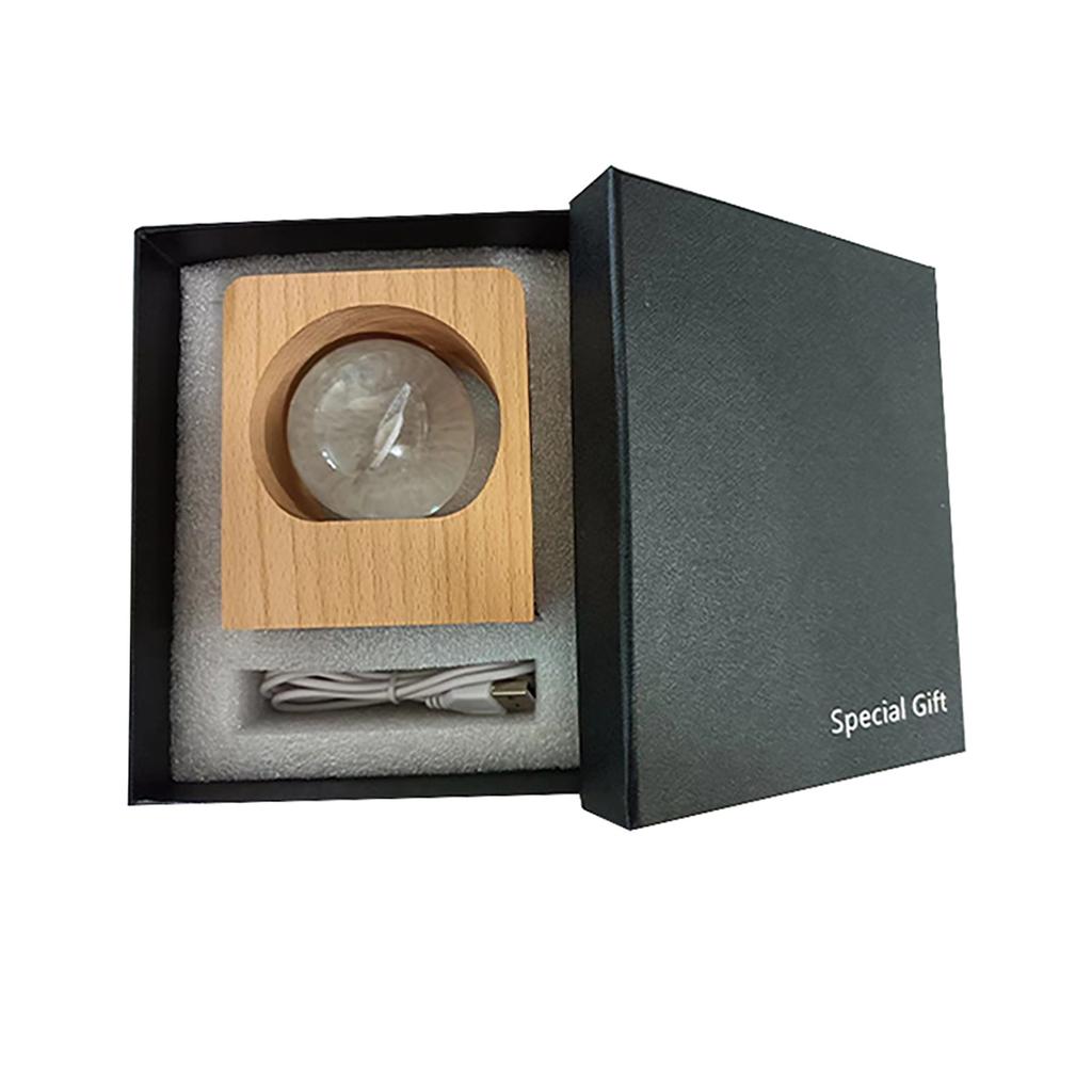 Personalized Customized Luminous Crystal Ball DIY Wooden House Ornaments Desktop Charging Model Super Long Battery Life Night Light Creative Crafts