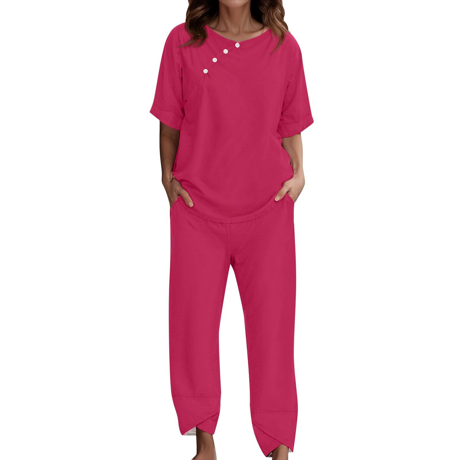 

Женский костюм для отдыха, пижама, свободные брюки с короткими рукавами, домашняя одежда из двух предметов XXXXL светло-розовый