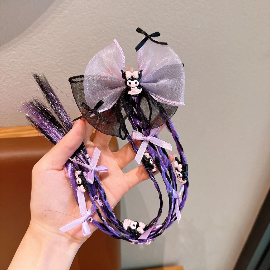 Children's Wig, Girl's Braided Ponytail Hair Tie, Girl's Bow Hair Accessory
