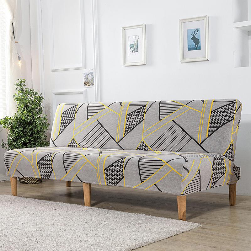 Armless Futon Cover Stretch Sofa Bed Cover Protector High Spandex Elastic Futon Slipcover With Elastic Bottom Machine Washable