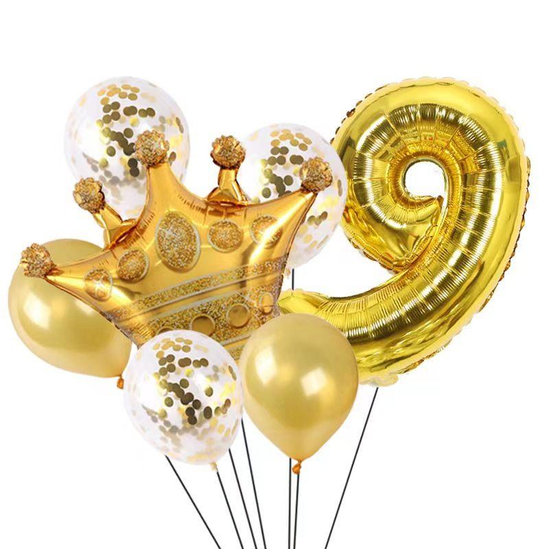 Children's First Birthday Number Balloon Set, Gold Crown Foil Balloons, Fun Party Decorations
