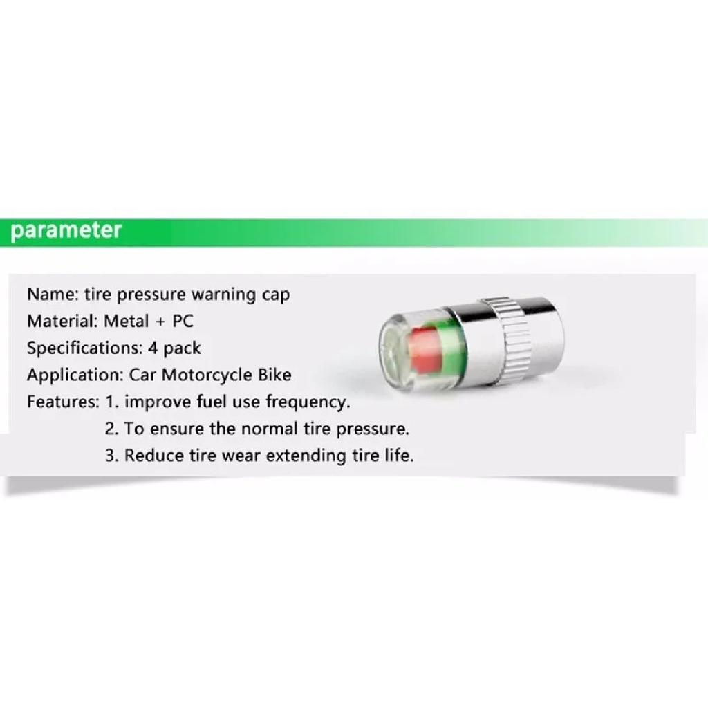 4pcs/lot 2.0/2.2/2.4 Bar 30/32 PSI Tire Pressure Monitor Pressure Gauge Cap Sensor Indicator Alert Monitoring Tools Kit