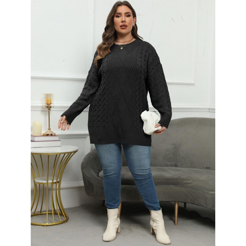 Women's Pullover Sweater Plus Size Women's Round Neck Knitted Sweater Autumn Winter New Base Shirt