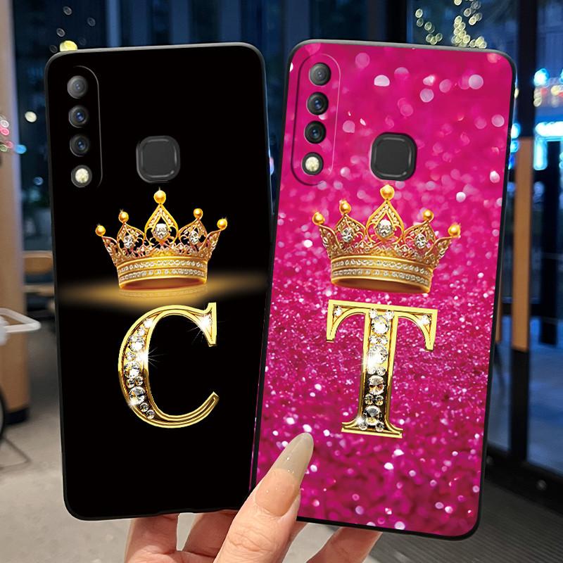 Beautiful A To Z Letter Crown Casing For Infinix S4 Smart3 Plus X626 X267 Case Black Soft Silicone Shockproof Shell
