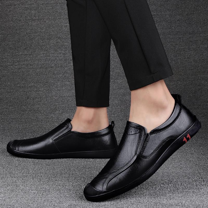 Leather Shoes for Men Casual Male Soft Sole Comfortable Shoes Slip-On Men Driving Shoes