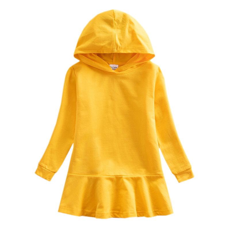 Spring Autumn Lotus Leaf Edge Cartoon Rainbow Girls' Dress Cotton Children's Long Sleeve Hoodie Hundred Fold Princess Dress