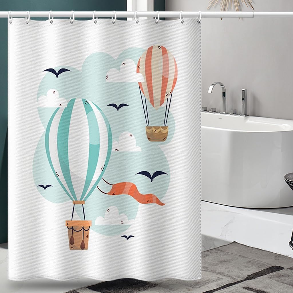 

1Pcs Balloon Pattern Shower Curtain Digital Printing Polyester Fabric Home Shower Curtain With Hooks For Bathroom W60H190(CM)-1 Pcs