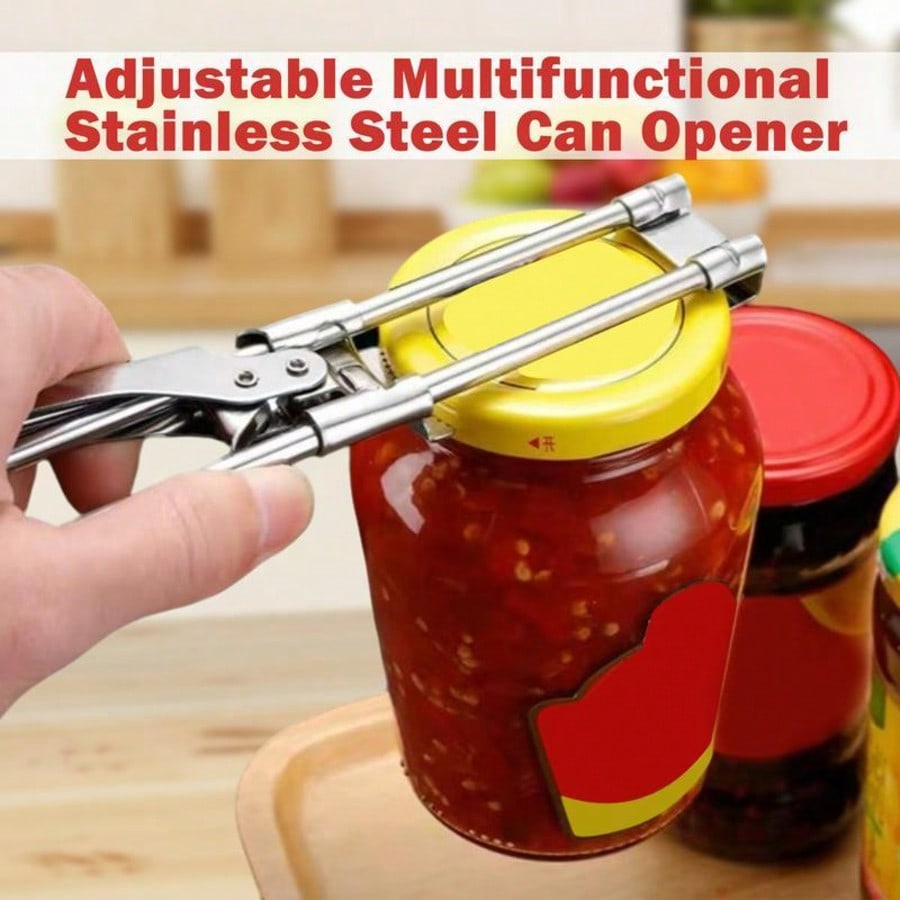 Adjustable Multifunctional Stainless Steel Can Opener, Master Jar And Bottle Opener, Kitchen Gadgets Tight Grip Lid Opener, Kitchen Essential