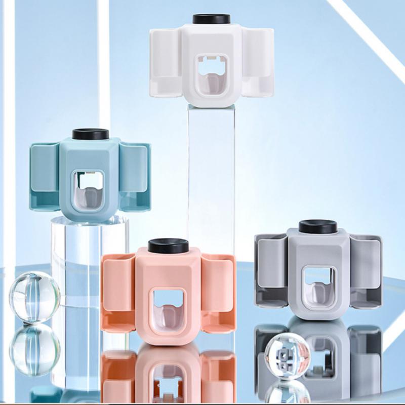 

Держатель зубных щеток с двумя отверстиями, настенный органайзер для зубных щеток, подставка для зубной пасты, выдавливатель зубной пасты, аксессуары для ванной комнаты, baño banheiro