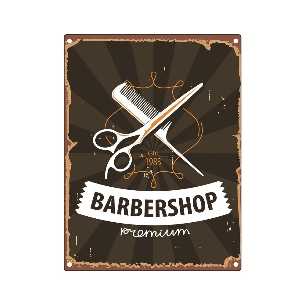 Barbershop Poster Beauty Salon Metal Tin Sign Scissors Tool Seat Iron Plate Painting Hair Dryer Barber Shop Wall Decor Plaque
