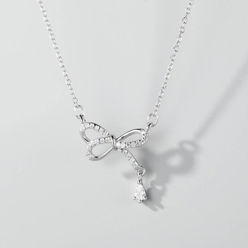 Blingbling Crystal Diamante Bowknot Necklace Clavicle Chain Gifts for Girls Present Sexy Diamante Clavicle Chain