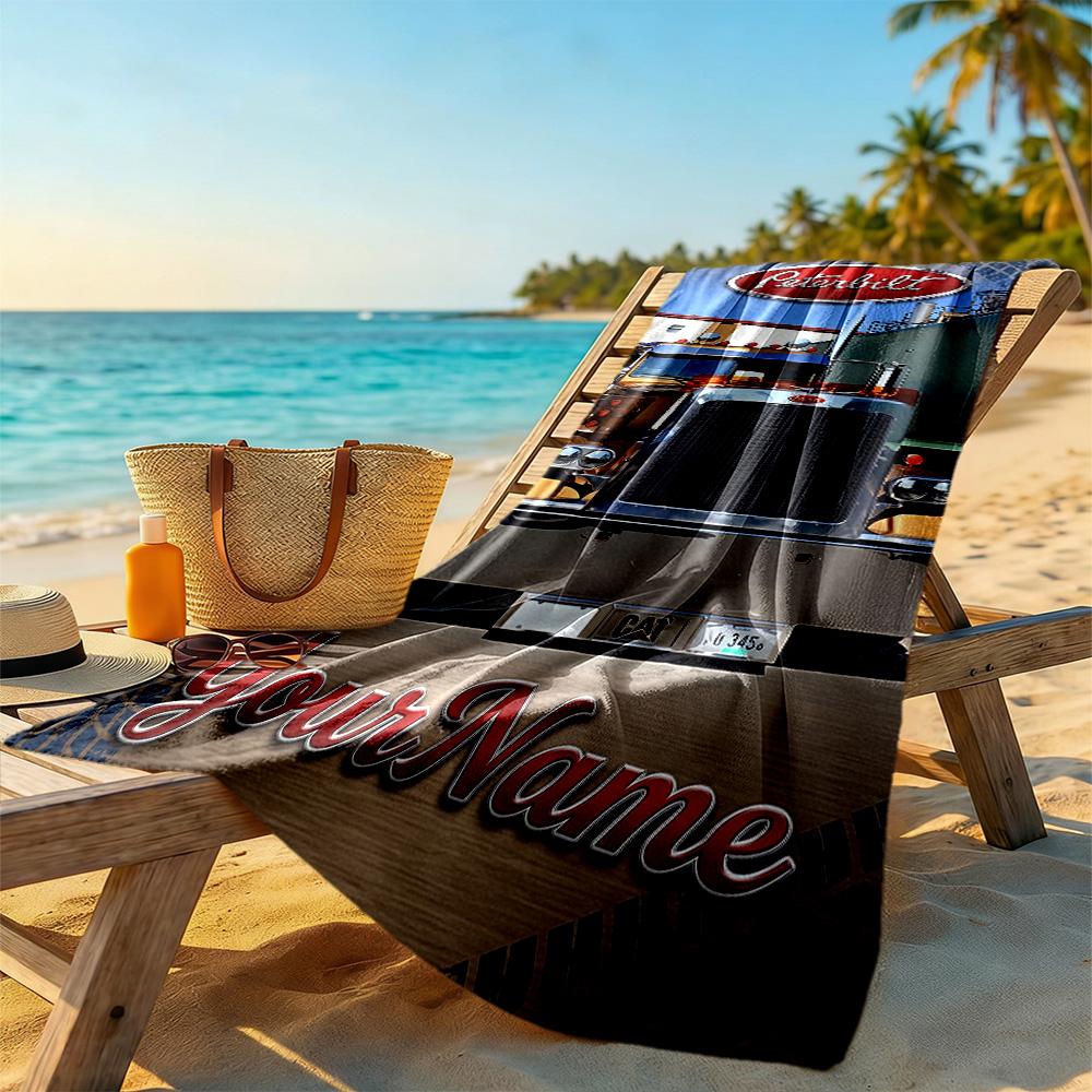 Kw Heavy Trucks Customize Your Name Beach Towel Quick-Dry Soft Microfiber Perfect for Traveling Yoga Camping and Swimming