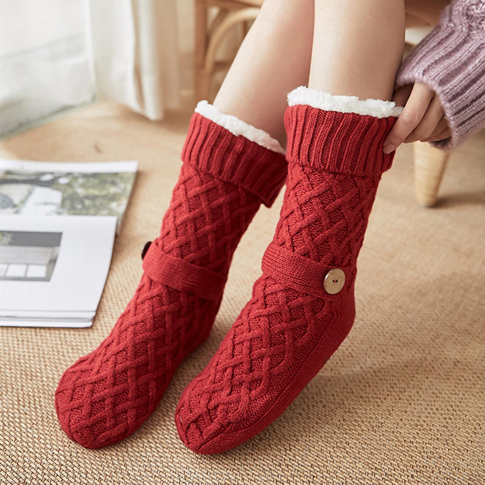 

Women s Winter Plush Floor Socks, Non- Indoor Adult Snow Socks, Thickened Plush Home Socks One Size винний