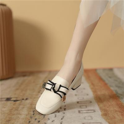Scarpe basse scarpe da fata scarpe da fata scarpe casual da lavoro berretto scarpe tacco medio tacco grosso Mary Jane