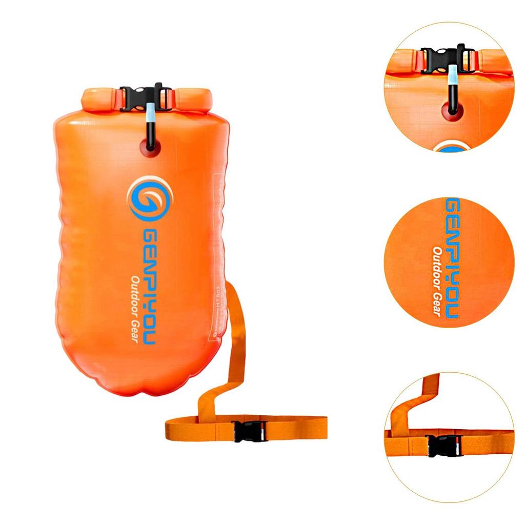 Inflatable Swim Buoy Waterproof Bag for Open Water Snorkeling Kayaking