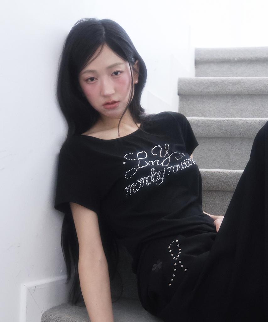 LMR Hot Fix Cutout Short Sleeve T-Shirt Black