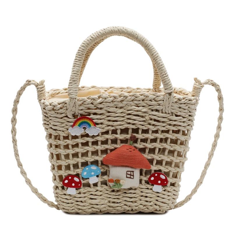 Weaving Small Fresh Hand Carry Straw Bag Sweet Wind Seaside Vacation Crossbody Beach Bag Girl