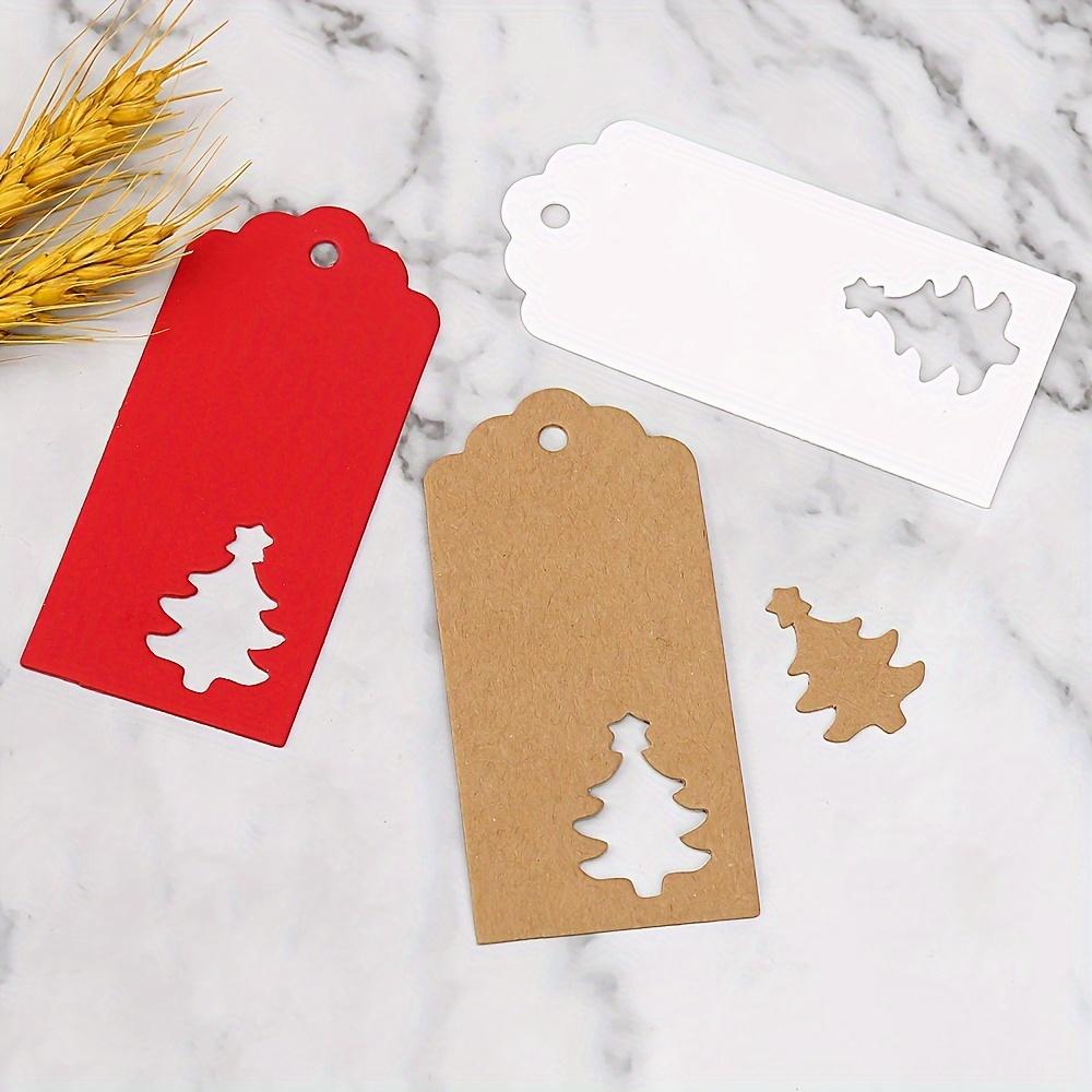 100pcs, Red Christmas Tree Design Kraft Paper Cards for Packaging and Hanging Decorations, Perfect Gift Tags and Ornaments