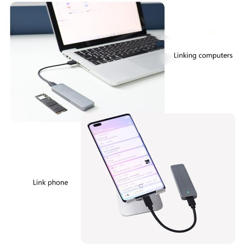 Solid Disk Case M.2 Solid Disk Enclosure Supports 10Gbps Fast Speed Data Transfer Aluminum Heat Dissipation Power Failure Protect