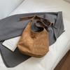 Autumn Winter Large Capacity Suede Shoulder Bag Women's Casual Buckle Shopping Tote Bags Solid Color Student Book Handbags
