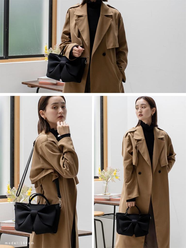 VITAFELICE Neoprene Ribbon Shoulder Bag for 2-Way Women, Ubb-sp-0387 (Black)