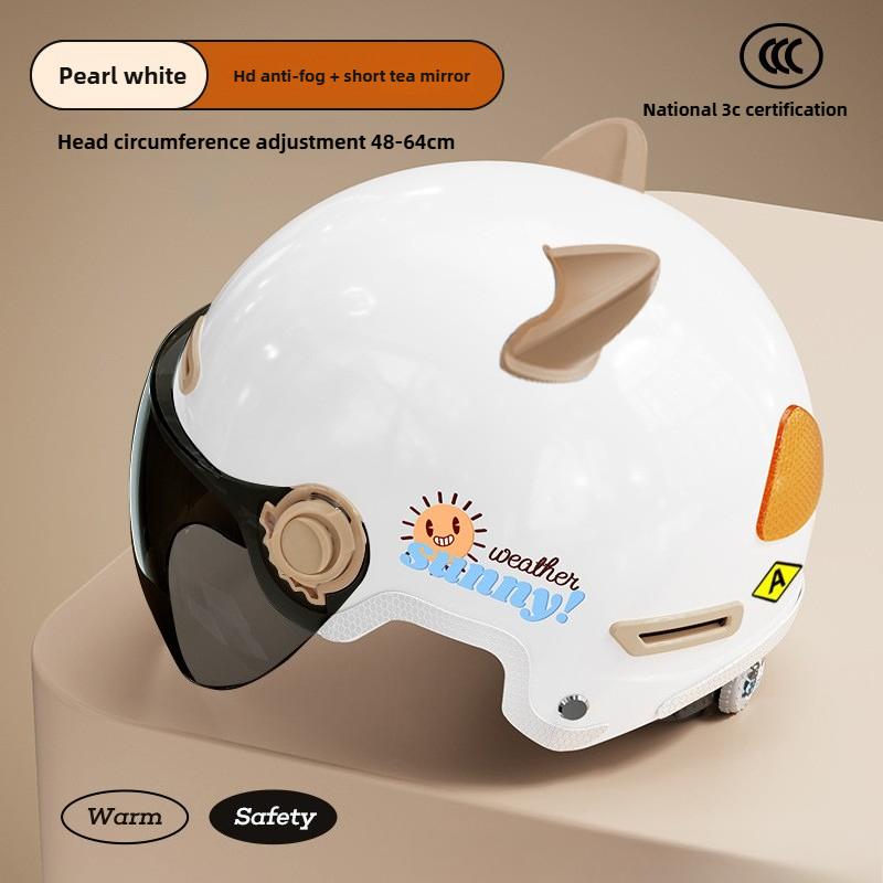 Motorcycle Electric Car Helmet, Ear Protectors, Universal In All Seasons, Battery Car Safety Helmet, Half Helmet
