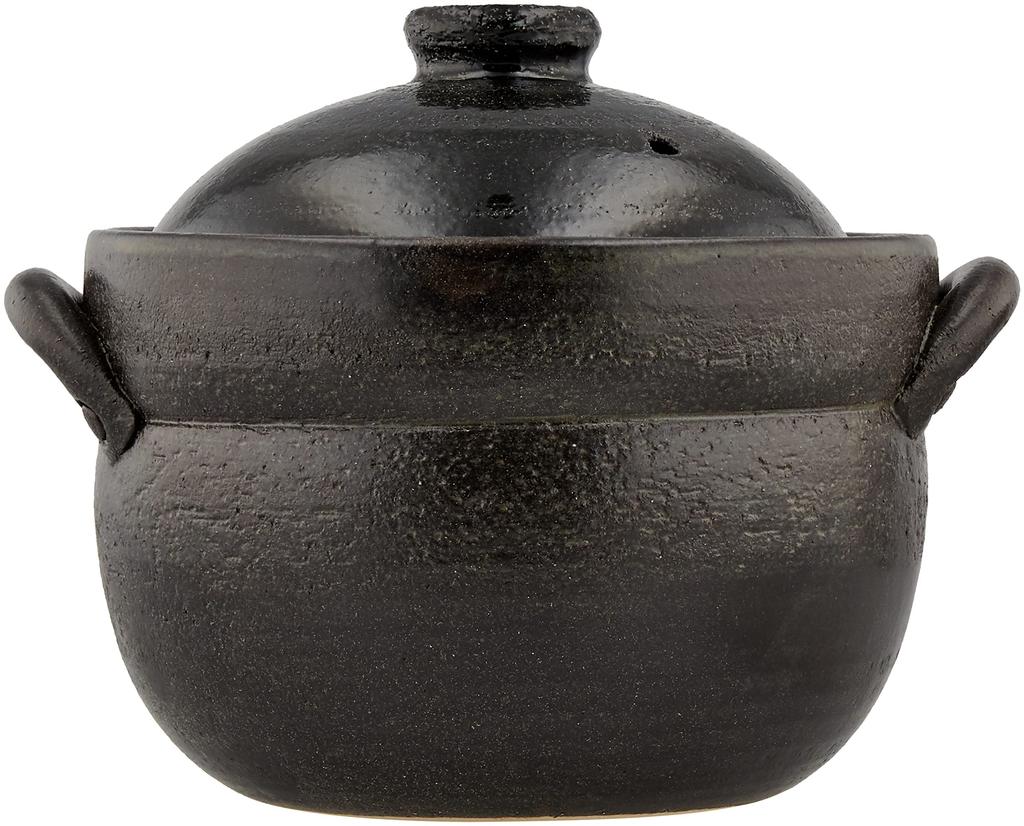 Banko-Reiskocher mit schwarzer Glasur (2 Tassen Kapazität)