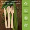 25PACK Pre Rolled Disposable Bamboo Cutlery Set: Individually Wrapped Bamboo Biodegradable and Compostable Utensils Set 25 Fork