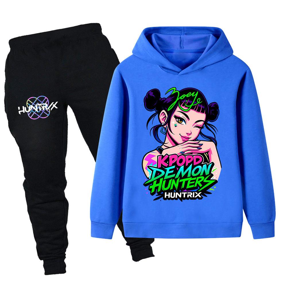 PB1214 Kinder Jungen Mädchen Kpop Mira Zoey Rumi Zoey Print Langarm Kapuzenpullover Hose Hosen Kleidung Sets