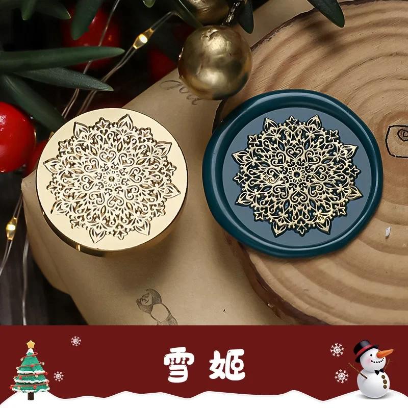 Merry Christmas Wax Stamp Retro Copper Brass Snowflake Reindeer Seal DIY Wax Sealing Stamp Envelope for Wedding Wax Seal HCZ052