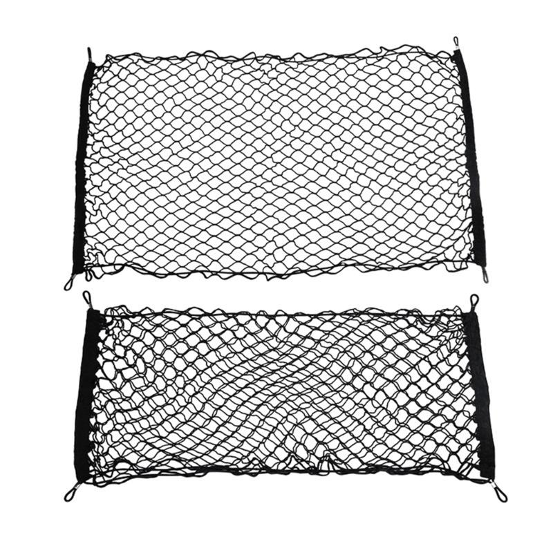 Tear Resistant Automotive Cargo Organizer Breathable Trunk Net With Antislip Hook Attachments Small Item Containment