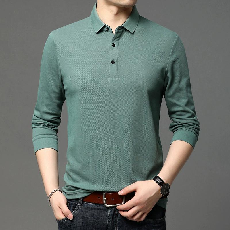 Spring Summer Men's New Polo Shirt Business Sweatshirts Casual Polo Shirts Mens Long Sleeve Office Worksuits Collar Tees Tops Shirts Men