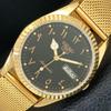VINTAGE REFURBISHED SEIKO 5 AUTOMATIC JAPAN MENS BLACK DIAL WATCH A444109-1