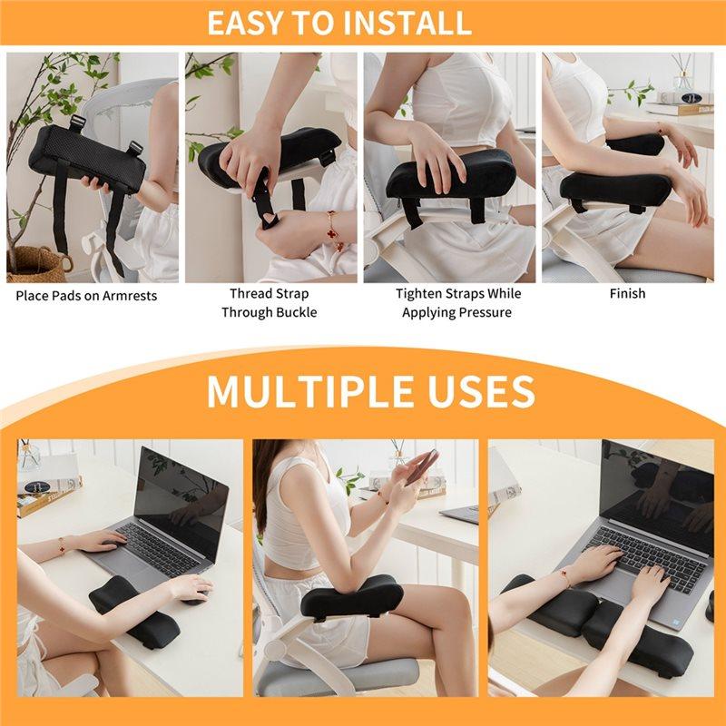 Good-Pressure Relief Elbow Pillow Ergonomic Armrest Pads 2Pcs For Office Gaming Chair With Memory Foam Armrest