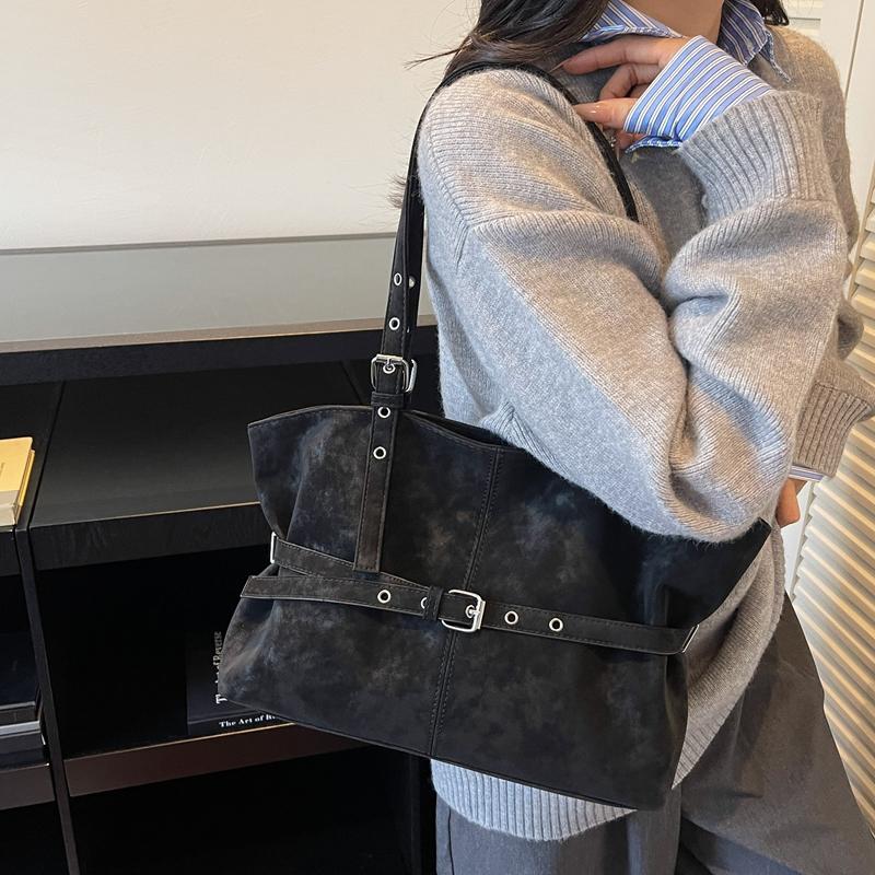 Trendy Fashion Simple Belt Buckle Retro Women's Underarm Bag Elegant Shoulder Bag Very Suitable for Daily Life, Shopping, and Women's Holiday Gifts