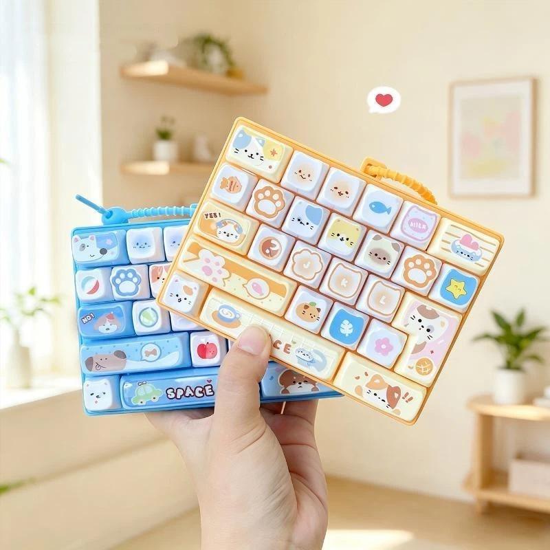 26 Grid Keyboard Fidget Clicker Keychain Antistress Keycap Toy Portable Bag Charm for Outdoor Camping Time Killing